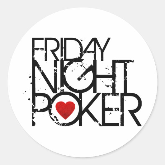 Vrijdag nachtpoker ronde sticker (Voorkant)