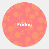 Vrijdag-tangerinepatroon rond sticker (Voorkant)