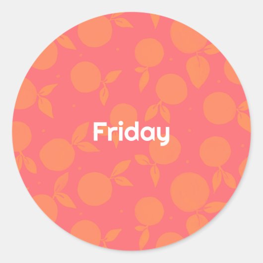 Vrijdag-tangerinepatroon rond sticker (Voorkant)