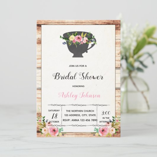 Vrijdag thee-uitnodiging kaart (Staand voorkant)