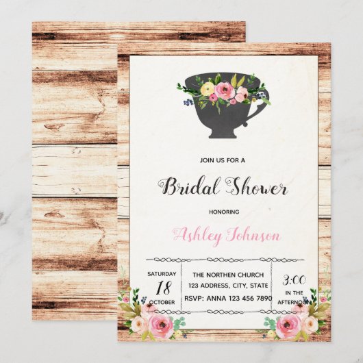 Vrijdag thee-uitnodiging kaart (Voorkant / Achterkant)