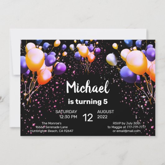 Vrijdag uitnodiging van de Colorful Balloons (Voorkant)