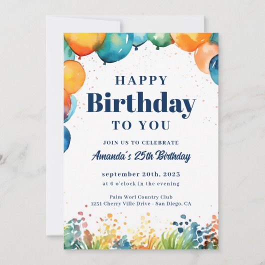 Vrijdag uitnodiging van de Colorful Balloons (Voorkant)