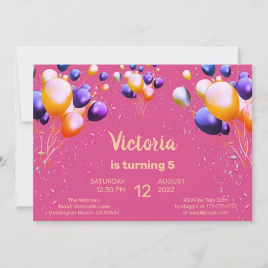 Vrijdag uitnodiging van de Colorful Balloons (Voorkant)