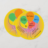 Vrijdag uitnodiging van de Colorful Balloons (Voorkant / Achterkant)