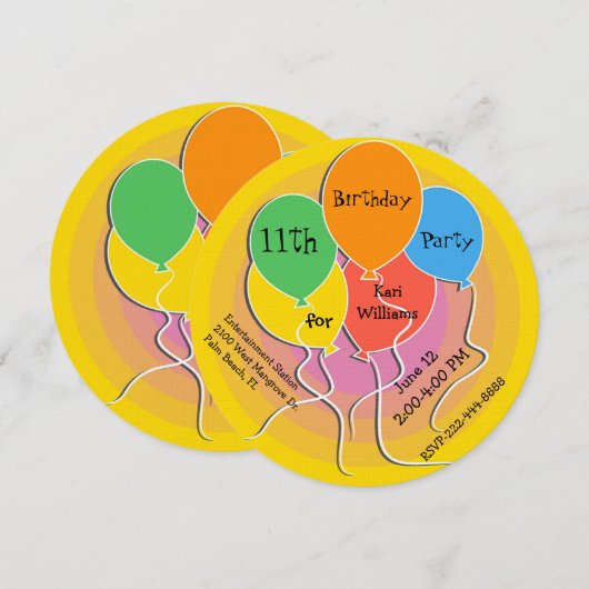 Vrijdag uitnodiging van de Colorful Balloons (Voorkant / Achterkant)