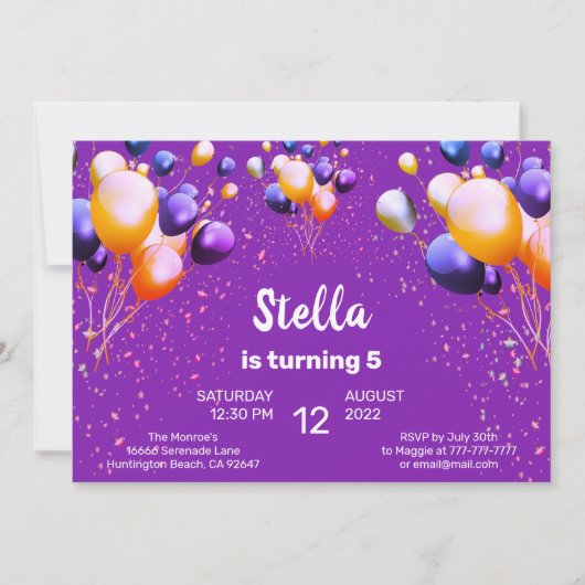 Vrijdag uitnodiging van de Colorful Balloons (Voorkant)