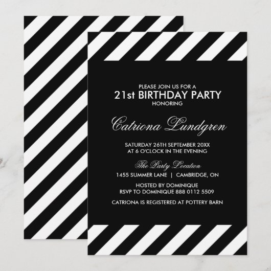 Vrijdag uitnodiging voor negende en witte Stripes (Voorkant / Achterkant)