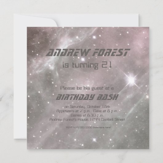 Vrijdag van de ruimtepartij kaart (Achterkant)