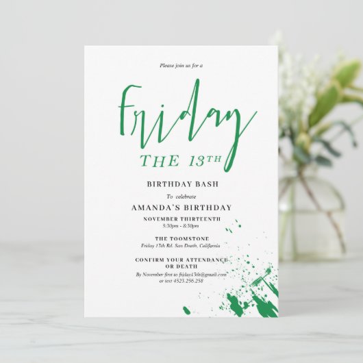 Vrijdag van de uitnodiging van 13e verjaardag (Staand voorkant)