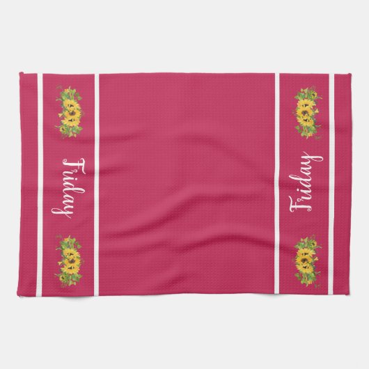 Vrijdag van de week Zonnebloem Keukenhanddoek (Horizontaal)