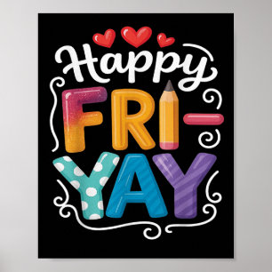 Vrijdag Vrolijke Vrijdag Grappige Weekend Leraar T Poster