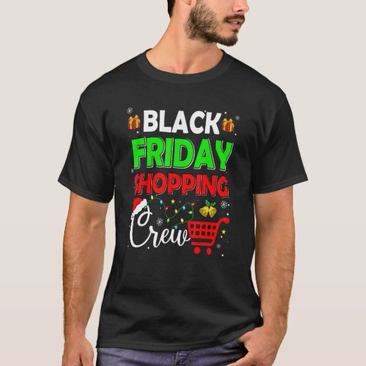 Vrijdag winkelwagentjes met kerstlampjes zwarte sh t-shirt (Voorkant)