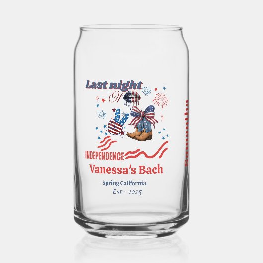 Vrijdagavond 4 juli: onafhankelijkheid Bachelorett Blikvorm Glas (Voorkant)