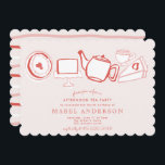 Vrijdagmiddag Tea Kids Birthday Party Invitation Kaart<br><div class="desc">Aftermiddagthee-illustraties in een leuk,  roze design.</div>