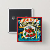 Vrije aardbeien vierkante button 5,1 cm (Voorkant /achterkant)