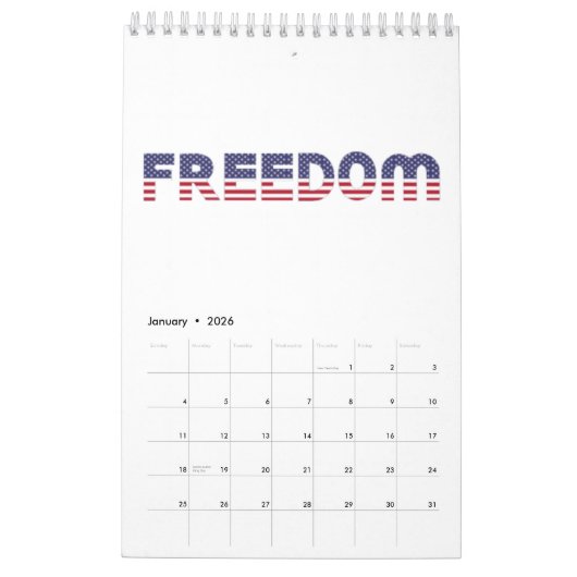 Vrije Amerikaanse vlag voor Patriottische en Vrijh Kalender (Jan 2026)