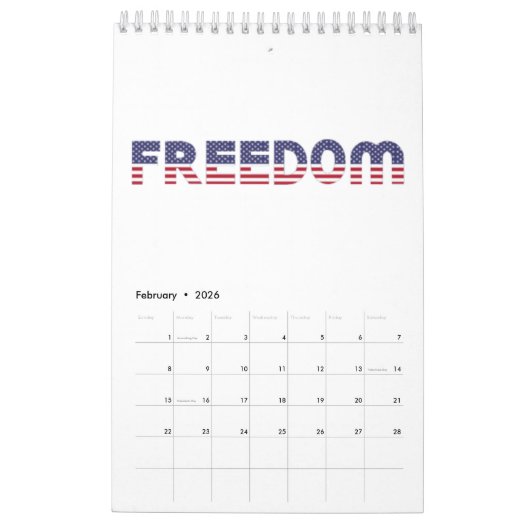 Vrije Amerikaanse vlag voor Patriottische en Vrijh Kalender (Feb 2026)