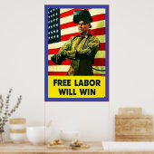 Vrije arbeid wint~ Tweede Wereldoorlog Poster (Keuken)