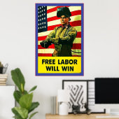 Vrije arbeid wint~ Tweede Wereldoorlog Poster (Thuiskantoor)