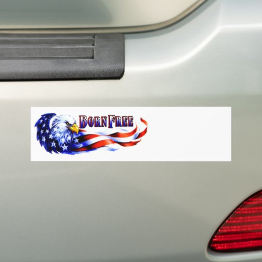 Vrije Bald Eagle en Amerikaanse vlag Bumpersticker (Op auto)