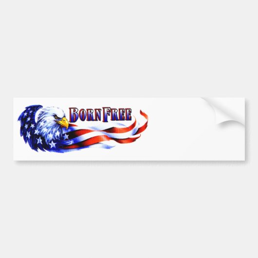 Vrije Bald Eagle en Amerikaanse vlag Bumpersticker (Voorkant)