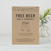 Vrije bier Funny Adult Birthday Party Invitation Kaart (Staand voorkant)