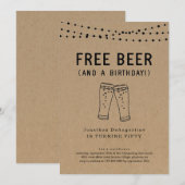 Vrije bier Funny Adult Birthday Party Invitation Kaart (Voorkant / Achterkant)