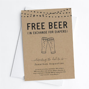 Vrije bier Funny Diaper-partijuitnodiging Kaart