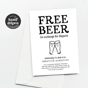 Vrije bier Funny Diaper-partijuitnodiging Kaart