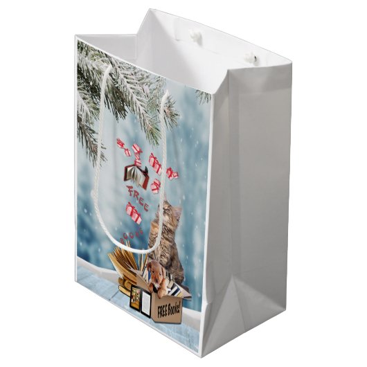 Vrije boeken voor Kerstmis Medium Cadeauzakje (Voorkant Gekanteld)