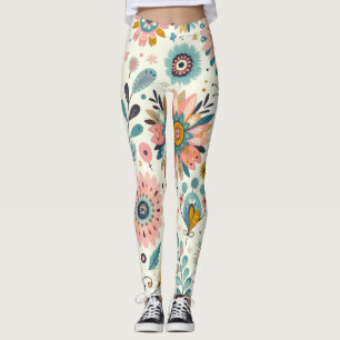 Vrije Boheemse Veren en Bloemen Leggings