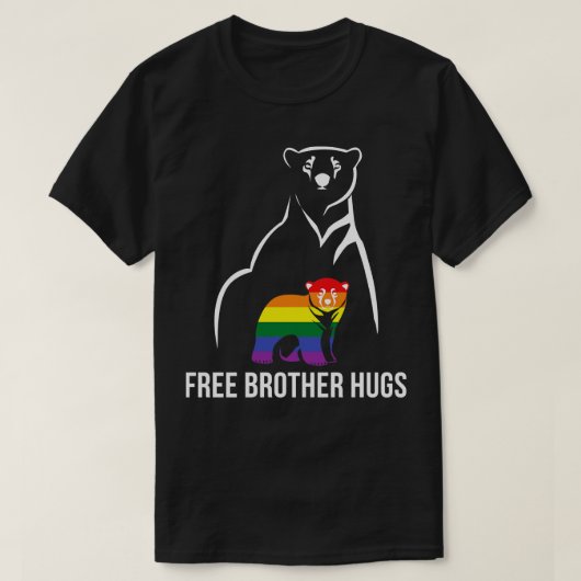 Vrije Broeder Hugs Gay Pride LGBT Rainbow-Mannen T-shirt (Design voorkant)