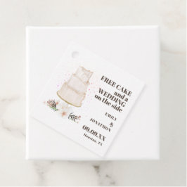 Vrije Cake Weddenschap aan zijkant Tekst Bruin spa Bedankjes Labels