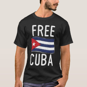 Vrije Cuba Retro Cubaanse vlag T-shirt