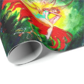 VRIJE DREAMING OP RED FLOWER Green Yellow Fantasy Cadeaupapier (Rol Hoek)