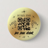 vrije drink qr code goud metallisch stijlvol ronde button 5,7 cm (Voorkant)