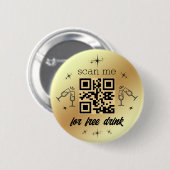 vrije drink qr code goud metallisch stijlvol ronde button 5,7 cm (Voorkant /achterkant)