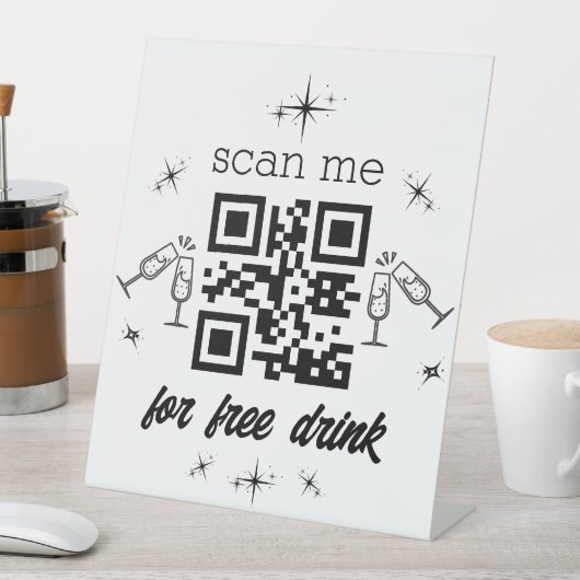 vrije drink qr code stijlvol chic reclamebord met voetstuk