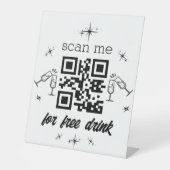 vrije drink qr code stijlvol chic reclamebord met voetstuk (Voorkant)
