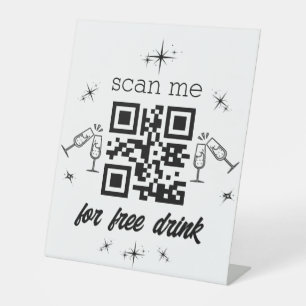vrije drink qr code stijlvol chic reclamebord met voetstuk