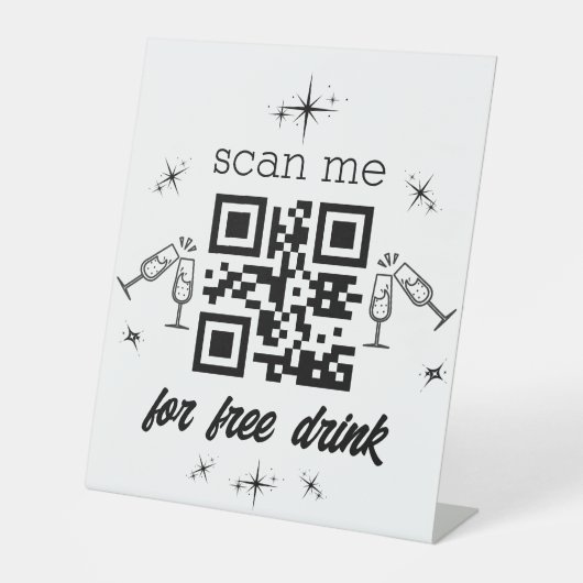 vrije drink qr code stijlvol chic reclamebord met voetstuk (Voorkant)