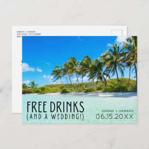Vrije Drinken Beach Weddenschap Save the Date Aankondigingskaart