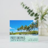 Vrije Drinken Beach Weddenschap Save the Date Aankondigingskaart (Staand voorkant)