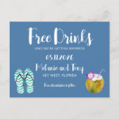 Vrije Drinken Beach Weddenschap Save the Date Aankondigingskaart (Voorkant)