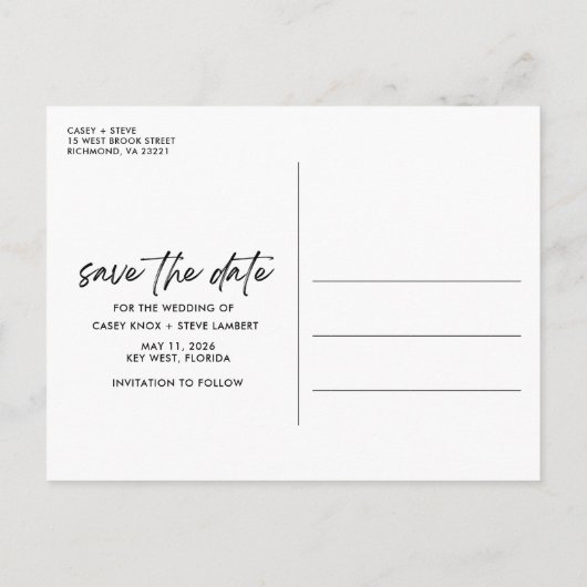 Vrije Drinken Beach Weddenschap Save the Date Aankondigingskaart (Achterkant)