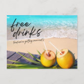 Vrije Drinken Beach Weddenschap Save the Date Aankondigingskaart (Voorkant)