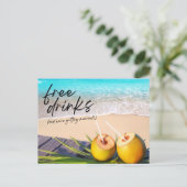 Vrije Drinken Beach Weddenschap Save the Date Aankondigingskaart (Staand voorkant)