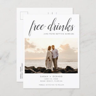 Vrije Drinken Beach Wedding Photo Save the Date Aankondigingskaart