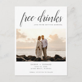 Vrije Drinken Beach Wedding Photo Save the Date Aankondigingskaart
